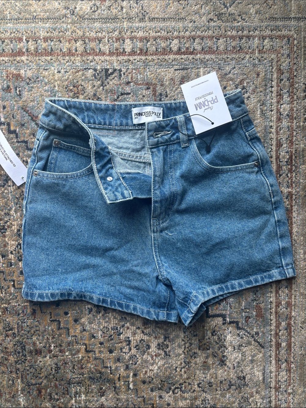 Princess Polly Mid-Rise Blue Denim Shorts